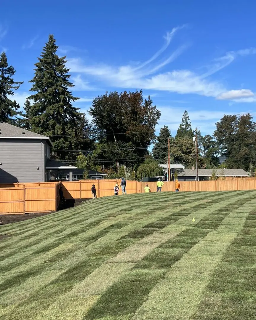 A yard with grass and trees in the background.