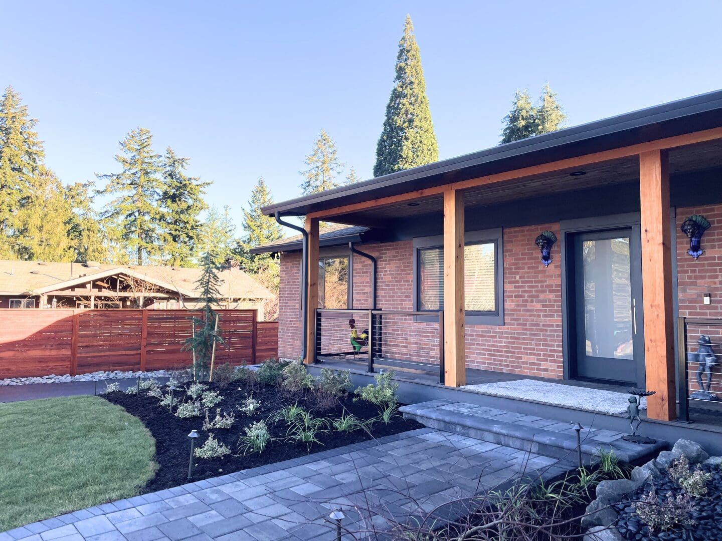 Front yard transformation with custom pavers