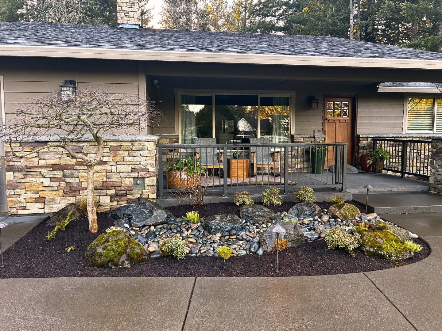 Stone work and dry creek landscape renovation